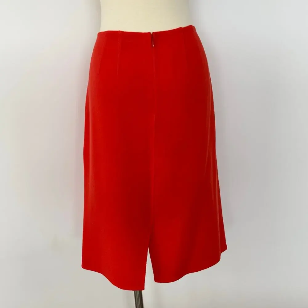St. John Knit Wool Pencil Skirt Orange-Red Size 10
